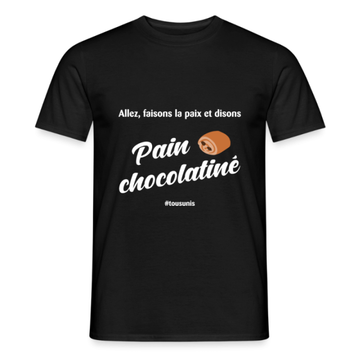 T-shirt homme - Pain au chocolat Vs Chocolatine - noir - front