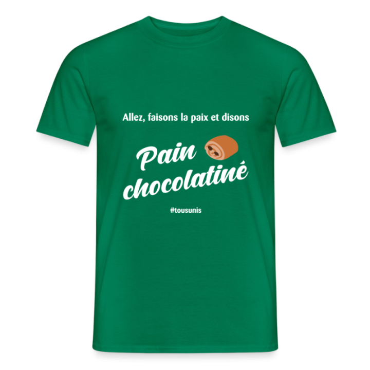 T-shirt homme - Pain au chocolat Vs Chocolatine - vert - front