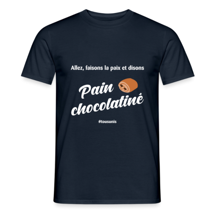 T-shirt homme - Pain au chocolat Vs Chocolatine - marine - front