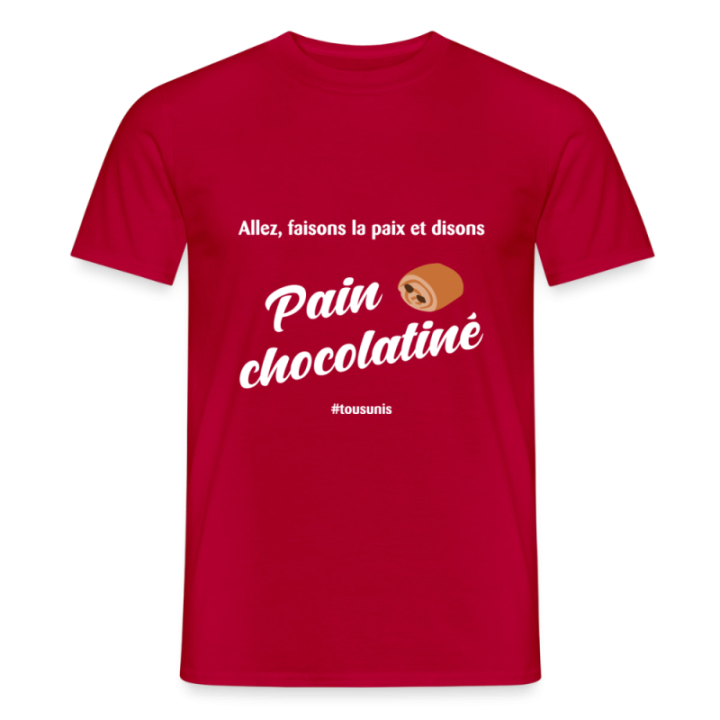 T-shirt homme - Pain au chocolat Vs Chocolatine - rouge - front