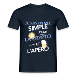 T-shirt homme - Un mec simple: Crypto et apéro - marine - front