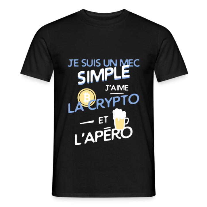T-shirt homme - Un mec simple: Crypto et apéro - noir - front