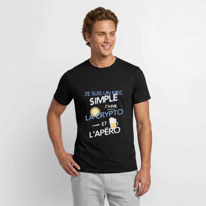T-shirt homme - Un mec simple: Crypto et apéro - noir - front
