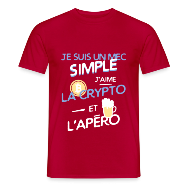 T-shirt homme - Un mec simple: Crypto et apéro - rouge - front