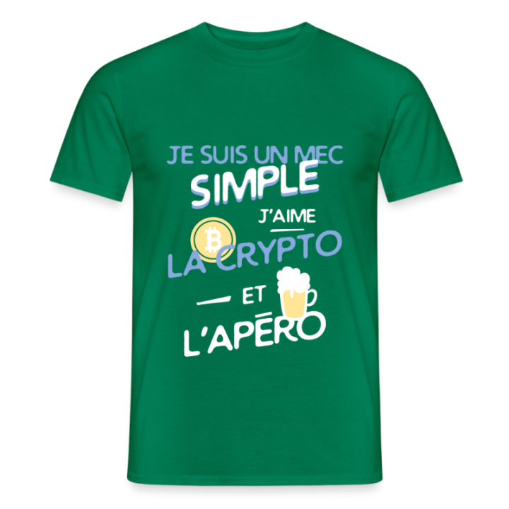T-shirt homme - Un mec simple: Crypto et apéro - vert - front