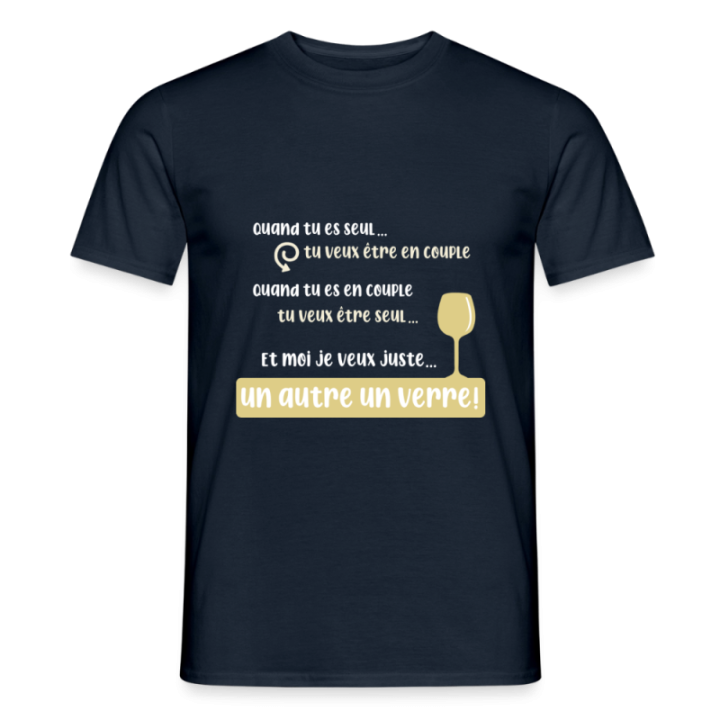 T-shirt homme - Je veux juste un autre verre - marine - front