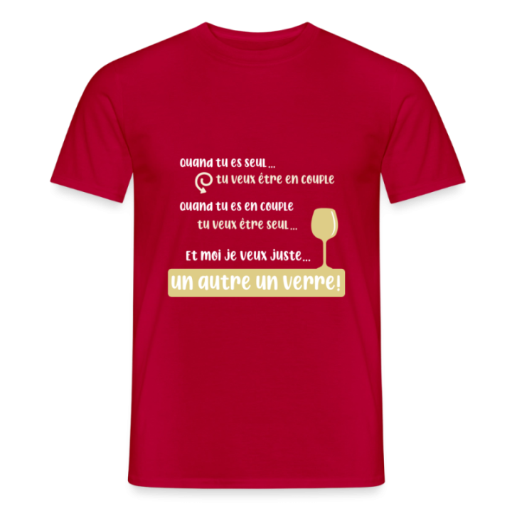 T-shirt homme - Je veux juste un autre verre - rouge - front