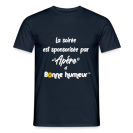 T-shirt homme - Soirée apéro et bonne humeur - marine - front