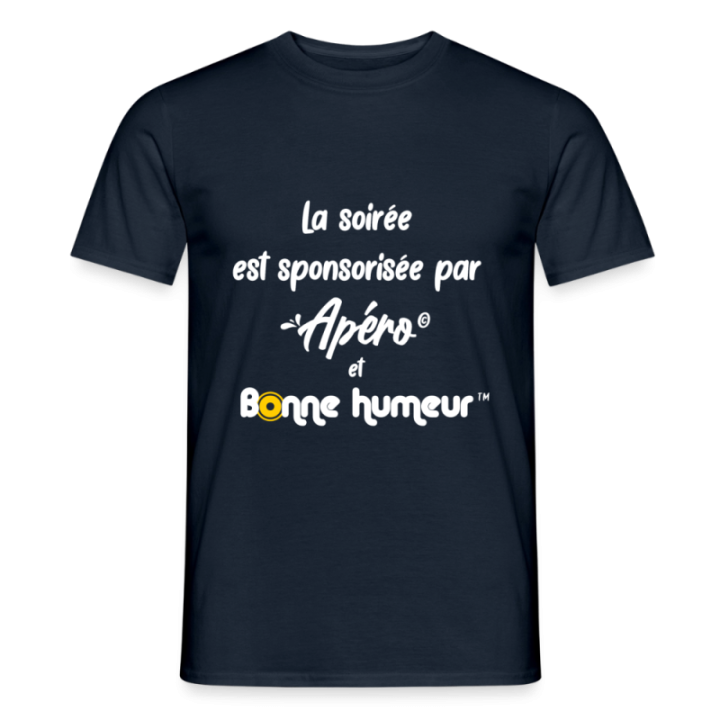 T-shirt homme - Soirée apéro et bonne humeur - marine - front