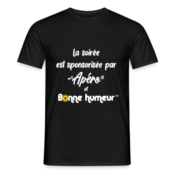 T-shirt homme - Soirée apéro et bonne humeur - noir - front