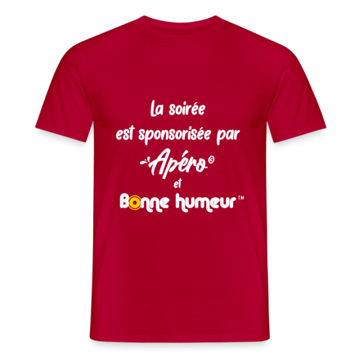 T-shirt homme - Soirée apéro et bonne humeur - rouge - front