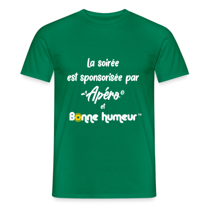 T-shirt homme - Soirée apéro et bonne humeur - vert - front