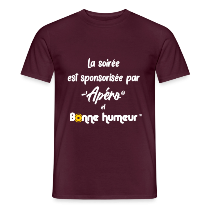 T-shirt homme - Soirée apéro et bonne humeur - rouge brique - front