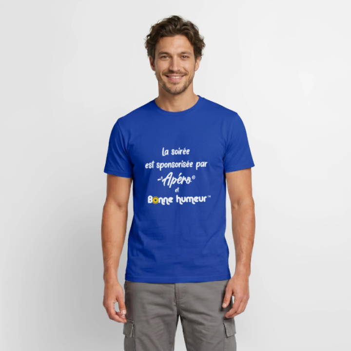 T-shirt homme - Soirée apéro et bonne humeur - bleu foncé - front