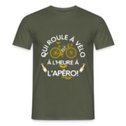 T-shirt homme - Qui roule à vélo arrive à l'apéro