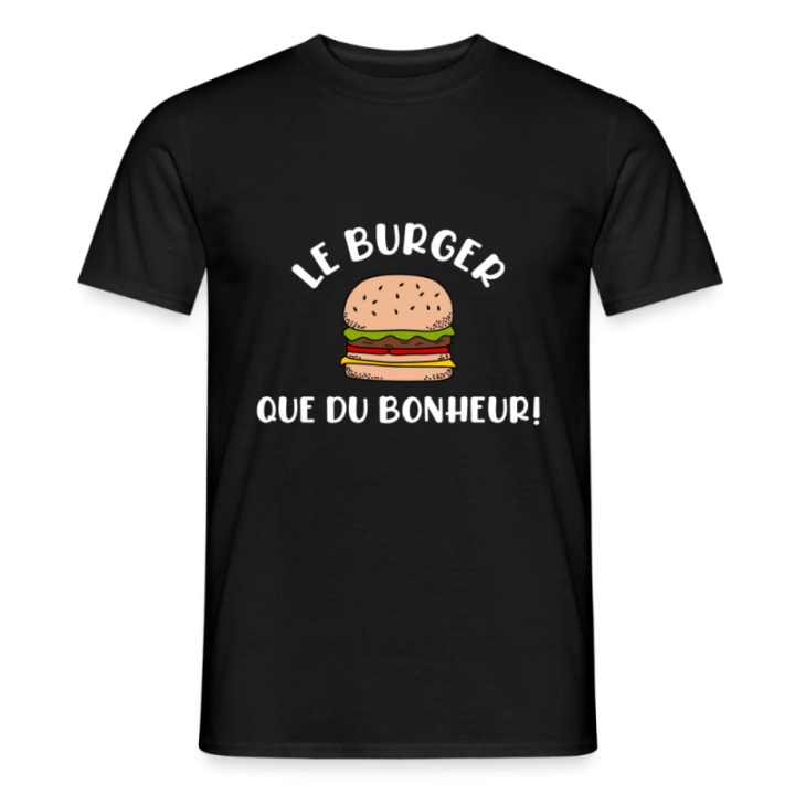 T-shirt homme - Burger: Que du bonheur - noir - front