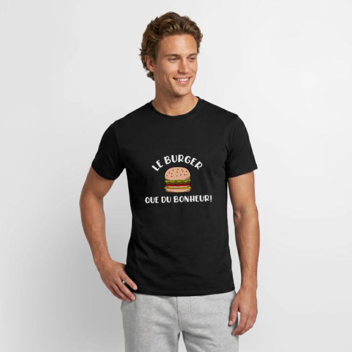 T-shirt homme - Burger: Que du bonheur - noir - front