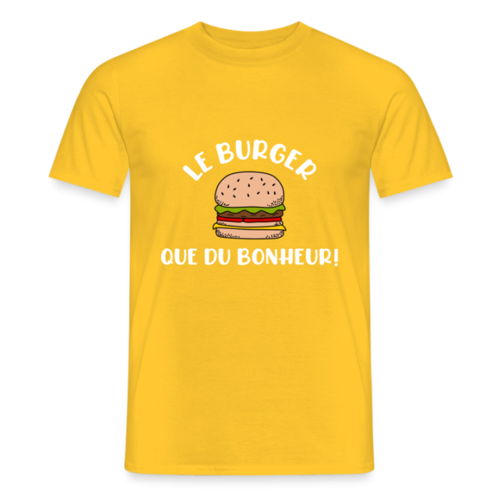 T-shirt homme - Burger: Que du bonheur - jaune - front