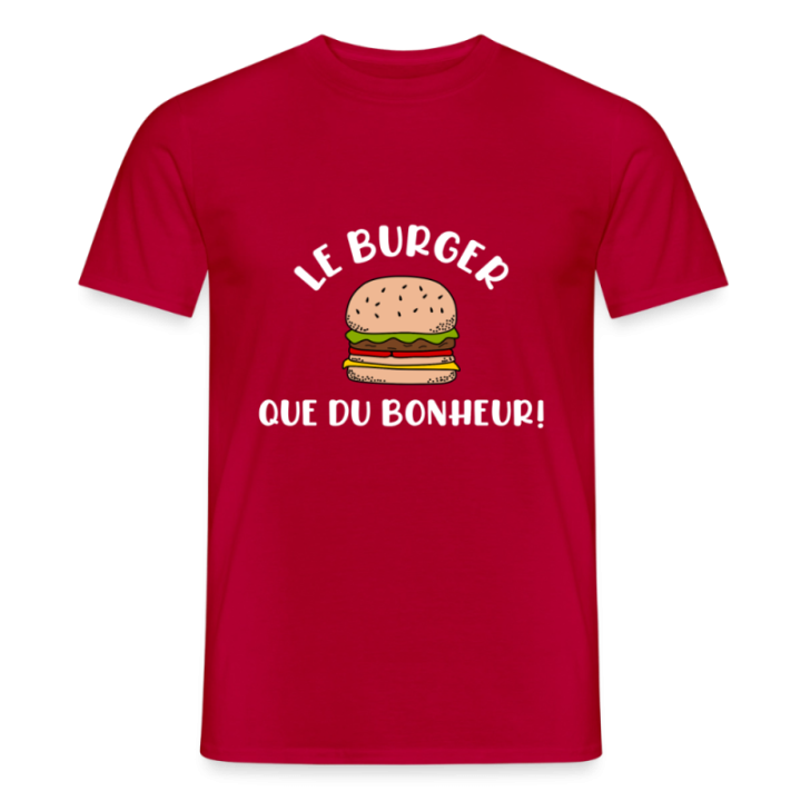 T-shirt homme - Burger: Que du bonheur - rouge - front