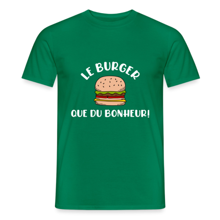 T-shirt homme - Burger: Que du bonheur - vert - front