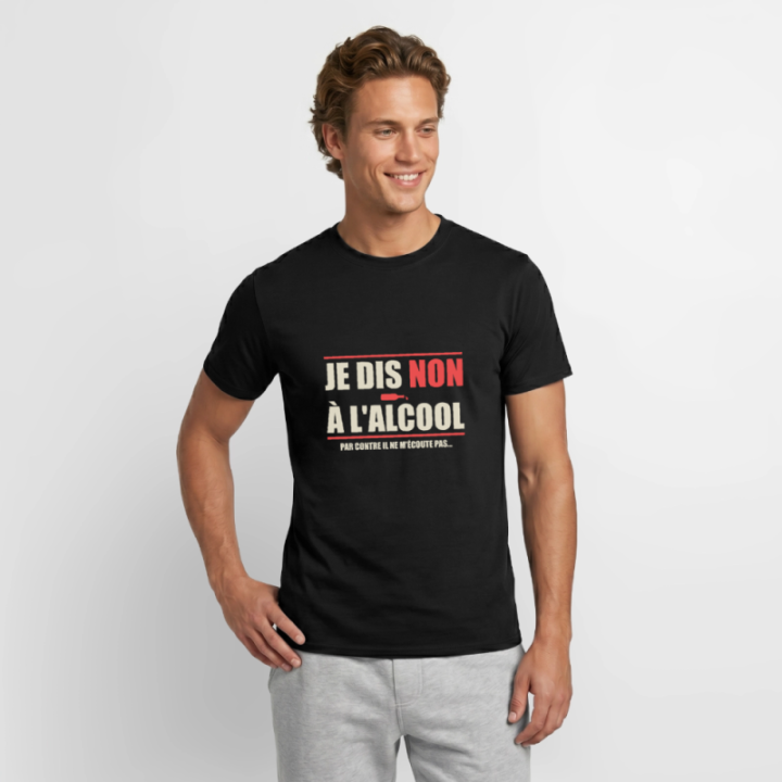 T-shirt homme - Je dis non à l'alcool - noir - front