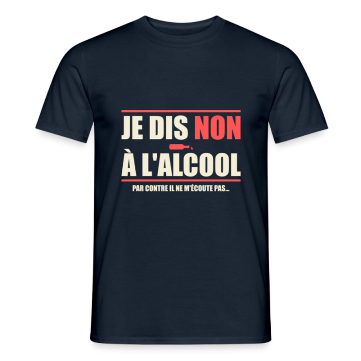 T-shirt homme - Je dis non à l'alcool - marine - front