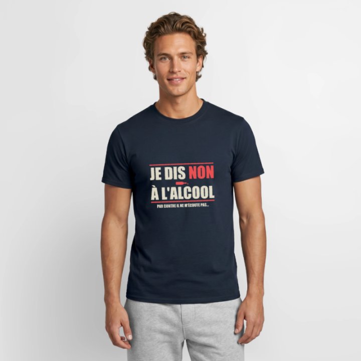 T-shirt homme - Je dis non à l'alcool - marine - front