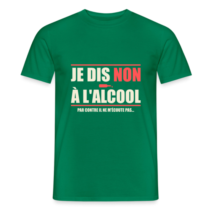 T-shirt homme - Je dis non à l'alcool - vert - front