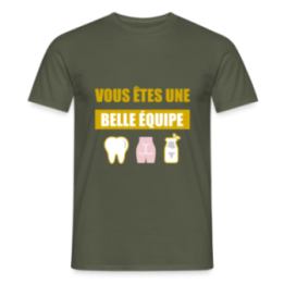 T-shirt homme - Une belle équipe (énigme) - vert militaire - front