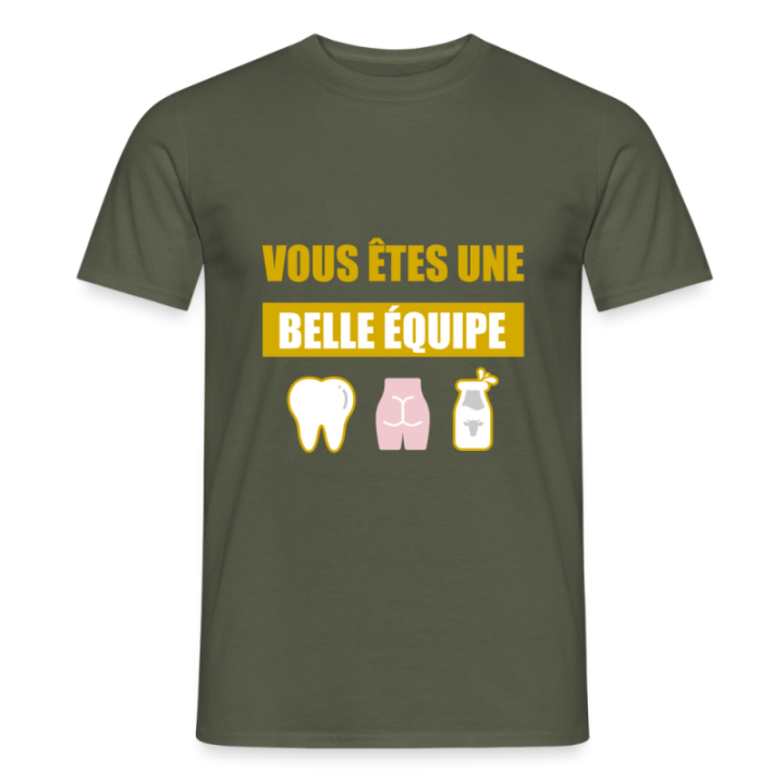T-shirt homme - Une belle équipe (énigme) - vert militaire - front