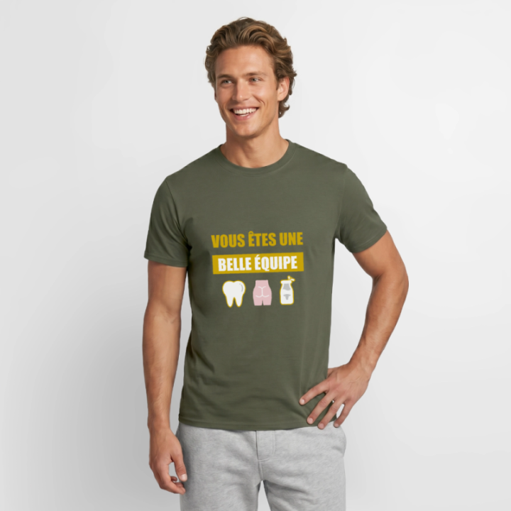 T-shirt homme - Une belle équipe (énigme) - vert militaire - front