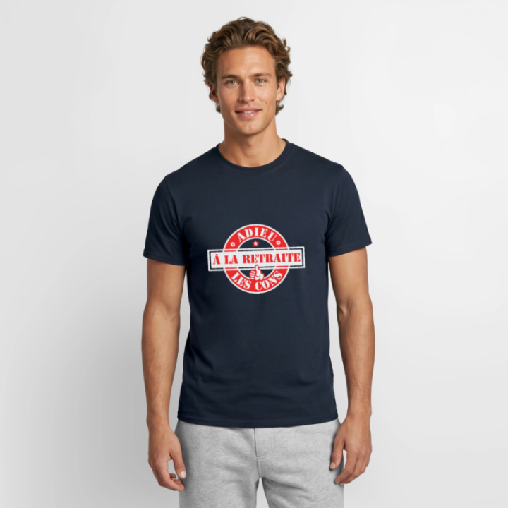 T-shirt homme - À la retraite: Adieu les cons - marine - front