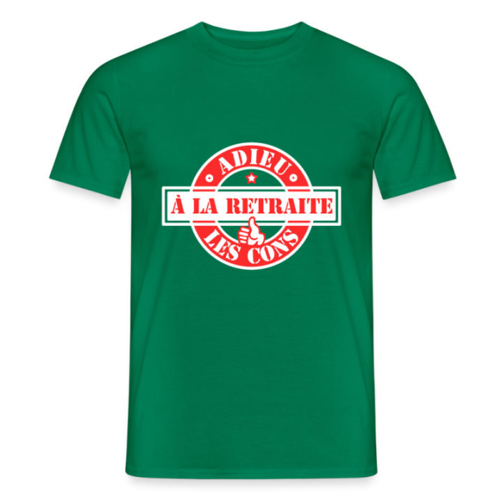 T-shirt homme - À la retraite: Adieu les cons - vert - front