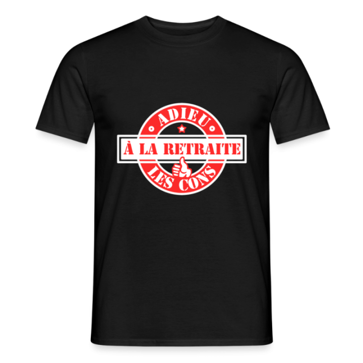 T-shirt homme - À la retraite: Adieu les cons - noir - front