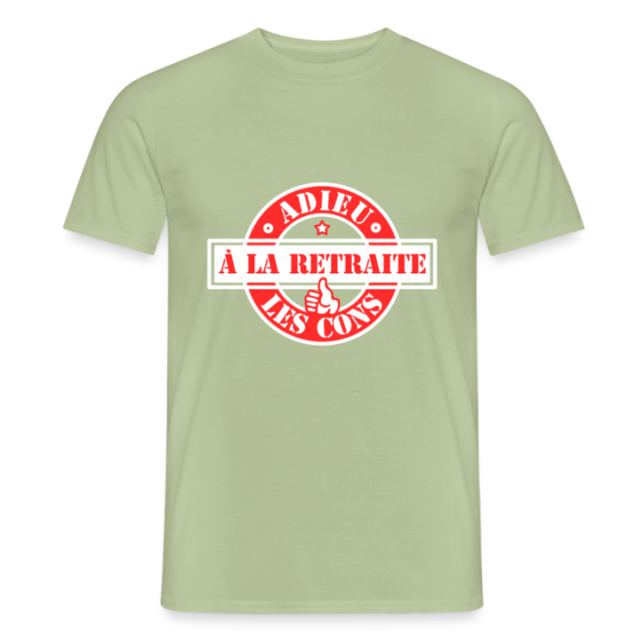 T-shirt homme - À la retraite: Adieu les cons - vert sauge - front