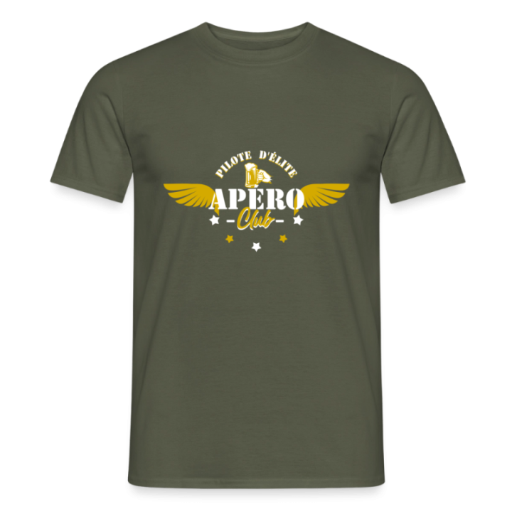 T-shirt homme - Apéro club - vert militaire - front