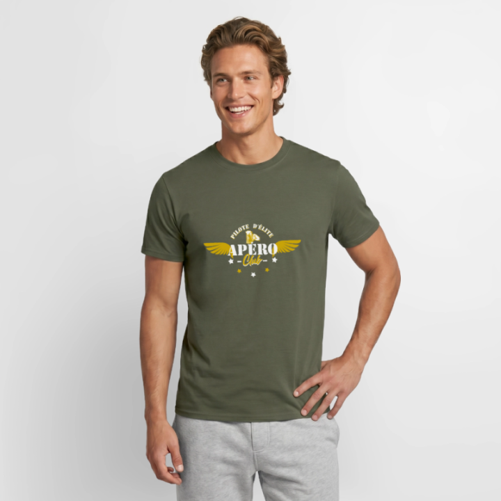T-shirt homme - Apéro club - vert militaire - front
