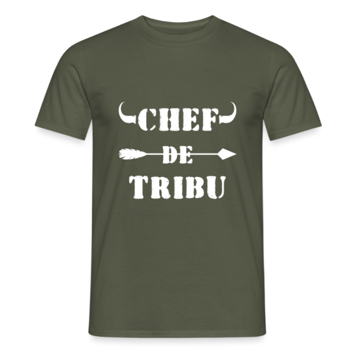 T-shirt homme - Chef de tribu - vert militaire - front