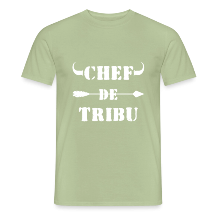 T-shirt homme - Chef de tribu - vert sauge - front