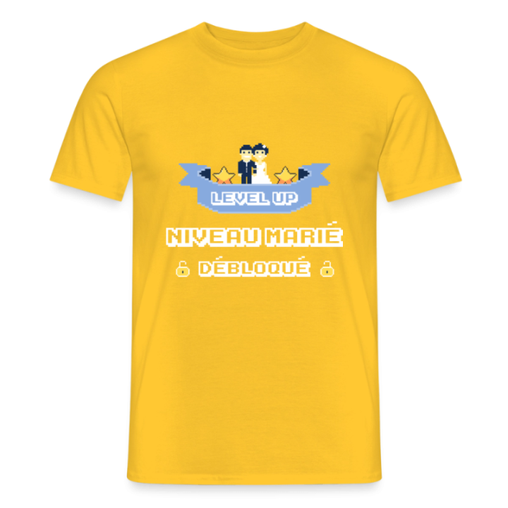 T-shirt homme - Level-up: Niveau marié débloqué - jaune - front