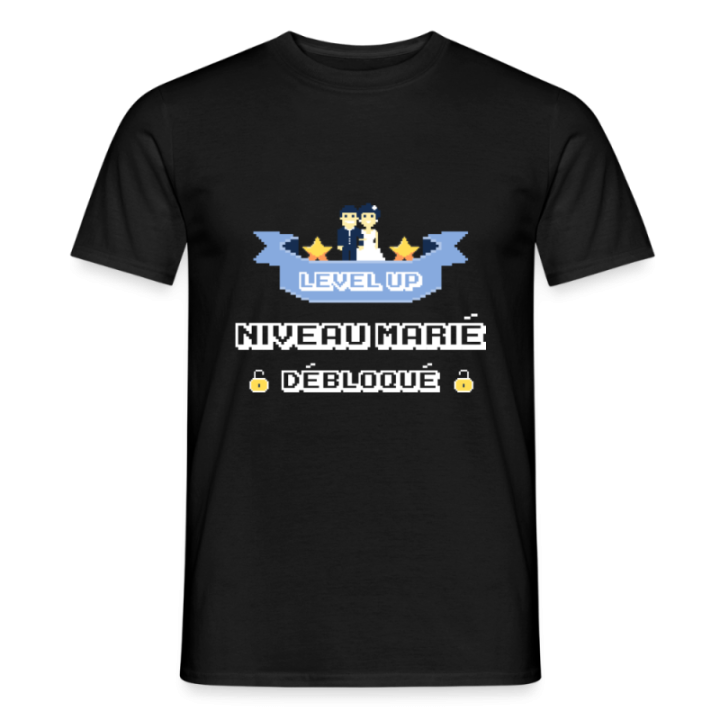 T-shirt homme - Level-up: Niveau marié débloqué - noir - front