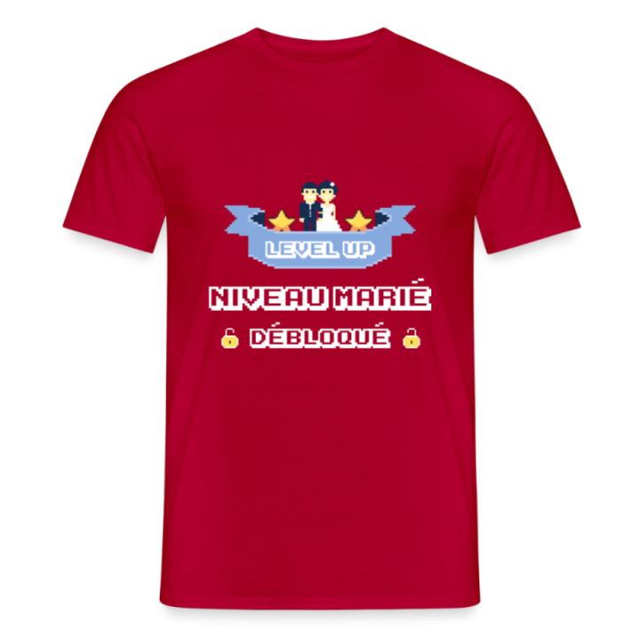 T-shirt homme - Level-up: Niveau marié débloqué - rouge - front