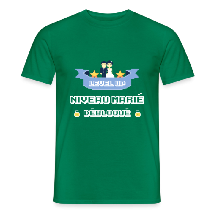 T-shirt homme - Level-up: Niveau marié débloqué - vert - front