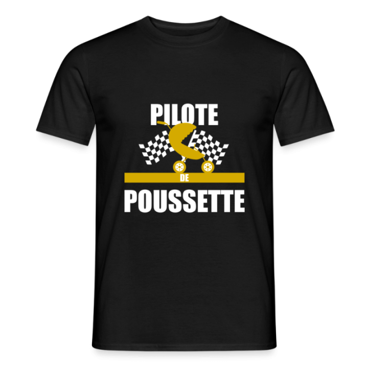 T-shirt homme - Pilote de poussette - noir - front