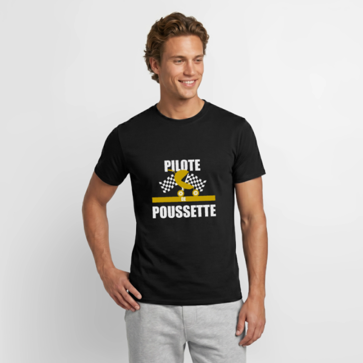 T-shirt homme - Pilote de poussette - noir - front