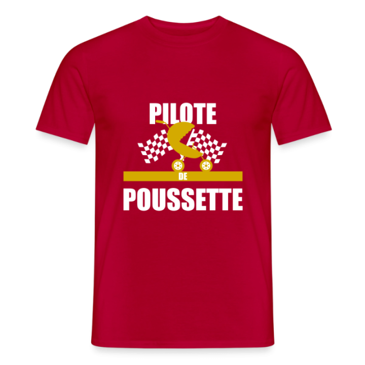 T-shirt homme - Pilote de poussette - rouge - front