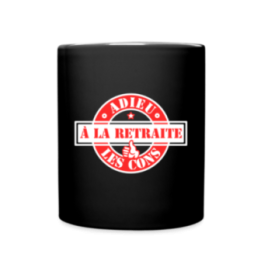 Mug uni - À la retraite: Adieu les cons - noir - front