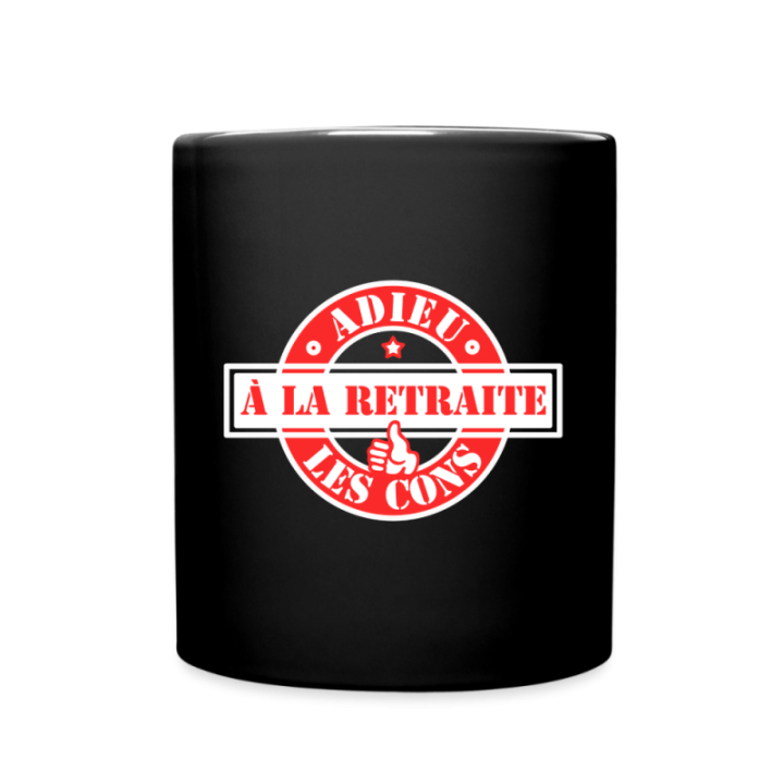 Mug uni - À la retraite: Adieu les cons - noir - front