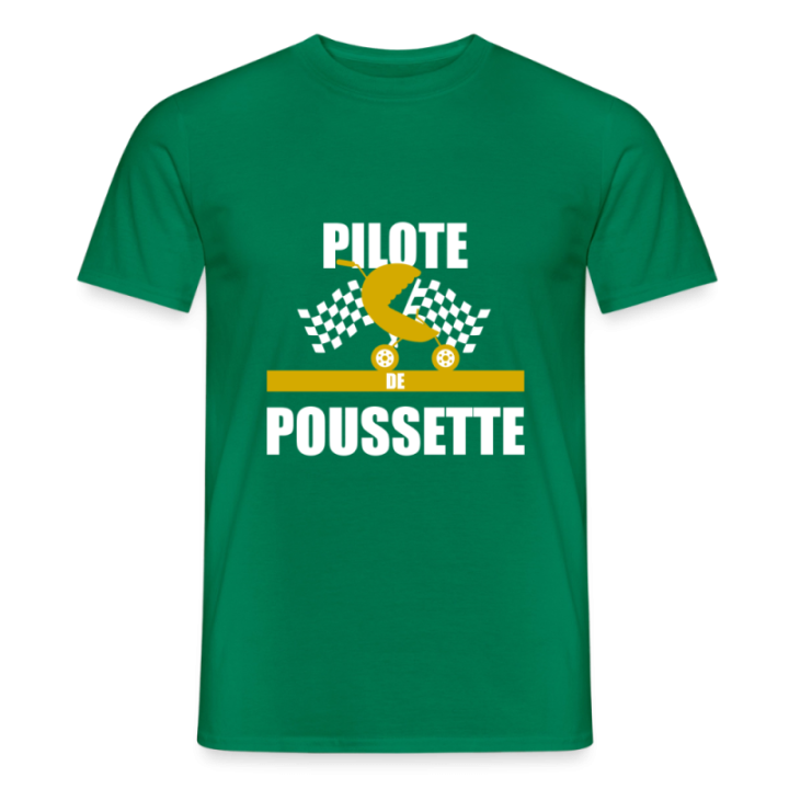 T-shirt homme - Pilote de poussette - vert - front