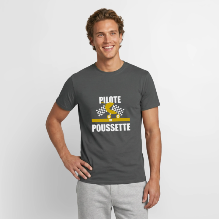 T-shirt homme - Pilote de poussette - charbon - front